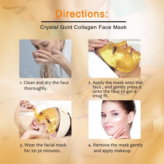 24K Gold Gel Collagen Facial Masks, 5 Packs Face Masks + 5 Pairs Gel Collagen Eye Masks+5 Pairs Lip Care Gel Masks Set for Anti-Aging & Moisturizing, Reduces Dark Circles, Nourishing Lips - Image 3