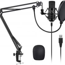 YOTTO USB Microphone Cardioid Condenser Mic 192KHz/24bit Plug and Play Professional Studio Podcast Microphone with Adjustable Microphone Stand Suspension Scissor Boom Arm, Pop Filter, Shock Mount