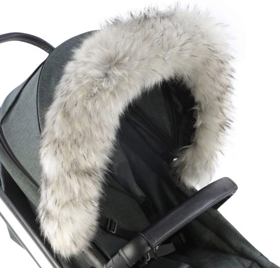 For-Your-Little-One Fur Hood Trim Pram Compatible on Silver Cross, Light Grey