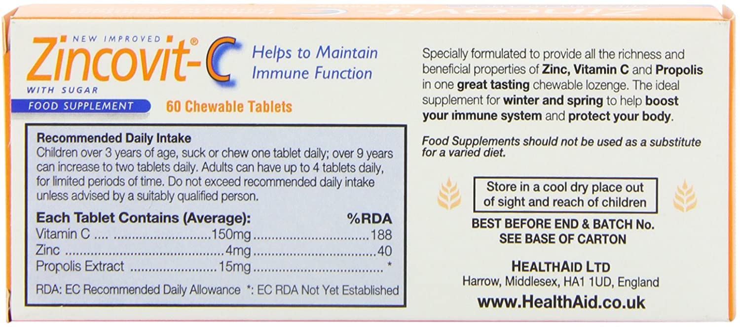 HealthAid Zincovit C - 60 Tablets, White, 60 count (Pack of 1) - Image 3