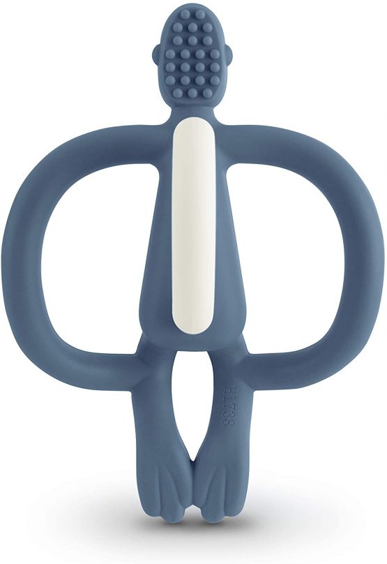 Matchstick Monkey Teething Toy for Baby, Stimulates and Massages Sore Gums, 3 Months Old+, Airforce Blue - Image 4