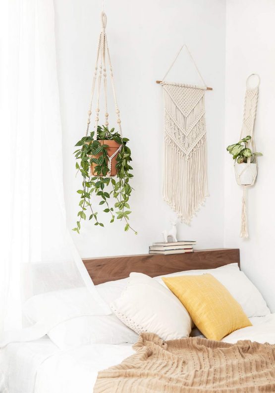 Mkouo Plant Hanger Indoor Hanging Planter Basket Flower Pot Holder Jute Rope with Beads 89cm - Image 2