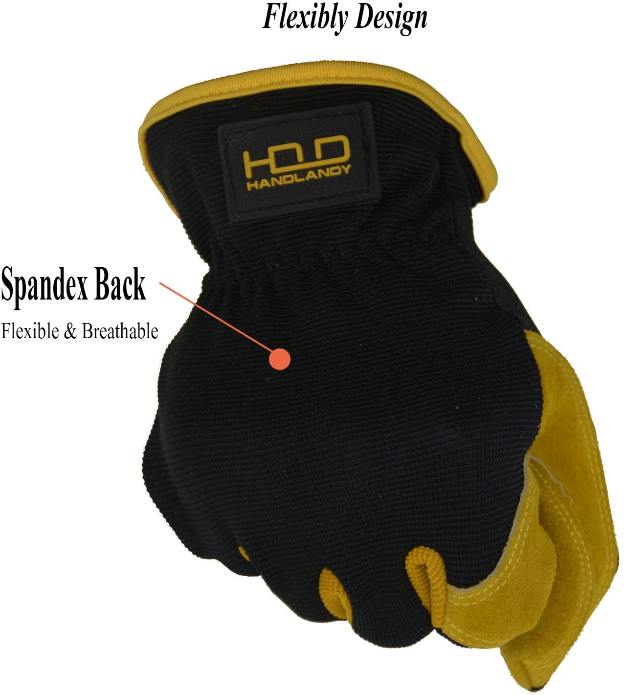 HANDLANDY Men Leather Gardening Gloves, Utility Work Gloves for Garden & Building Work - Image 2