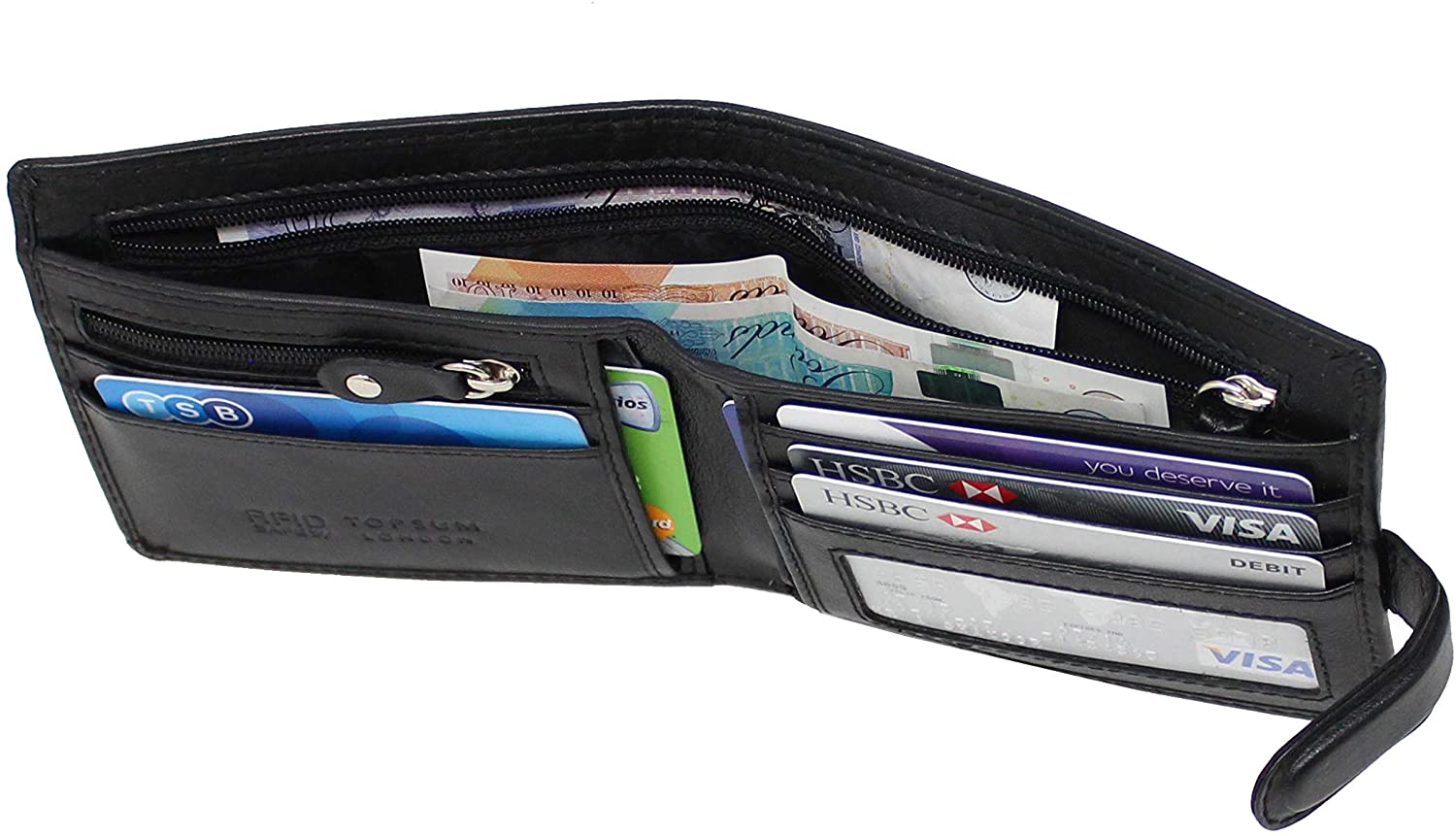 TOPSUM LONDON Slim RFID Blocking Leather Wallet for Men, Bifold Design with Zipped Coin Pocket, Genuine Leather - Image 4