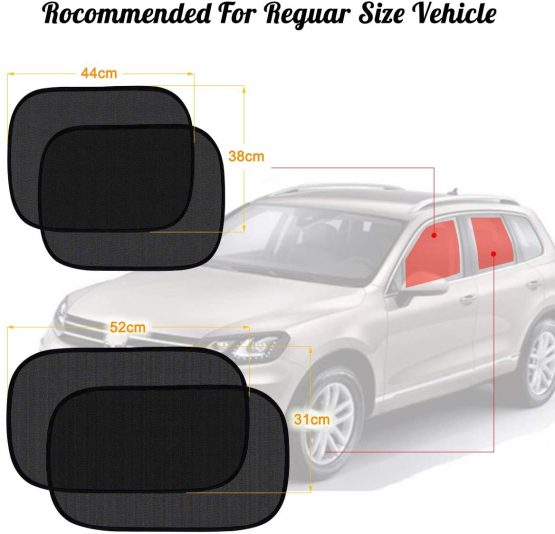 EMIUP Car Sun Shades for Baby 4 Pack, Car Window Shade Blinds Covers for Kids Pets with UV Rays/Sun Heat/Glare Protection, Car Sunshades Shield with Breathable Mesh Visor for Side Rear Full Window - Image 2