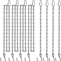 Teenitor 8 Pcs Black Metal Hanging Basket Chains, 4 Pcs 35 Inch & 4 Pcs 13 Inch Replacement Extender Metal Chains Set with Clips & Hooks for Chicken Feeder Bird Cage Planters Lanterns Ornaments