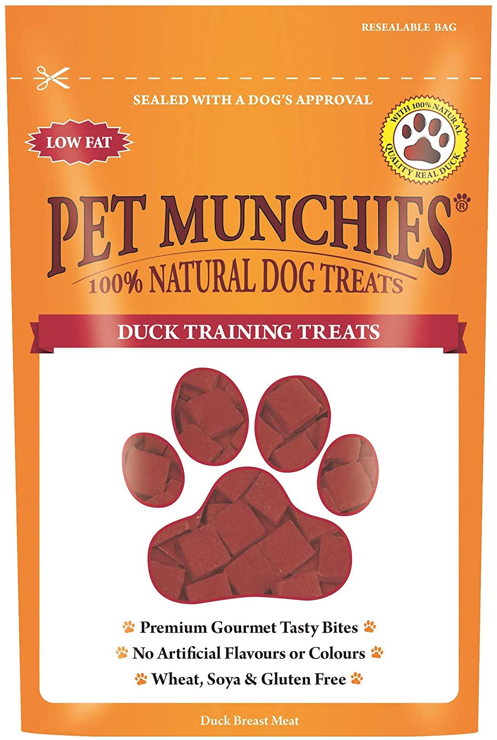 Pet Munchies Duck Dog Training Treats, Grain Free Tasty Bites with Natural Real Meat, Low in Fat 50g (Pack of 8)