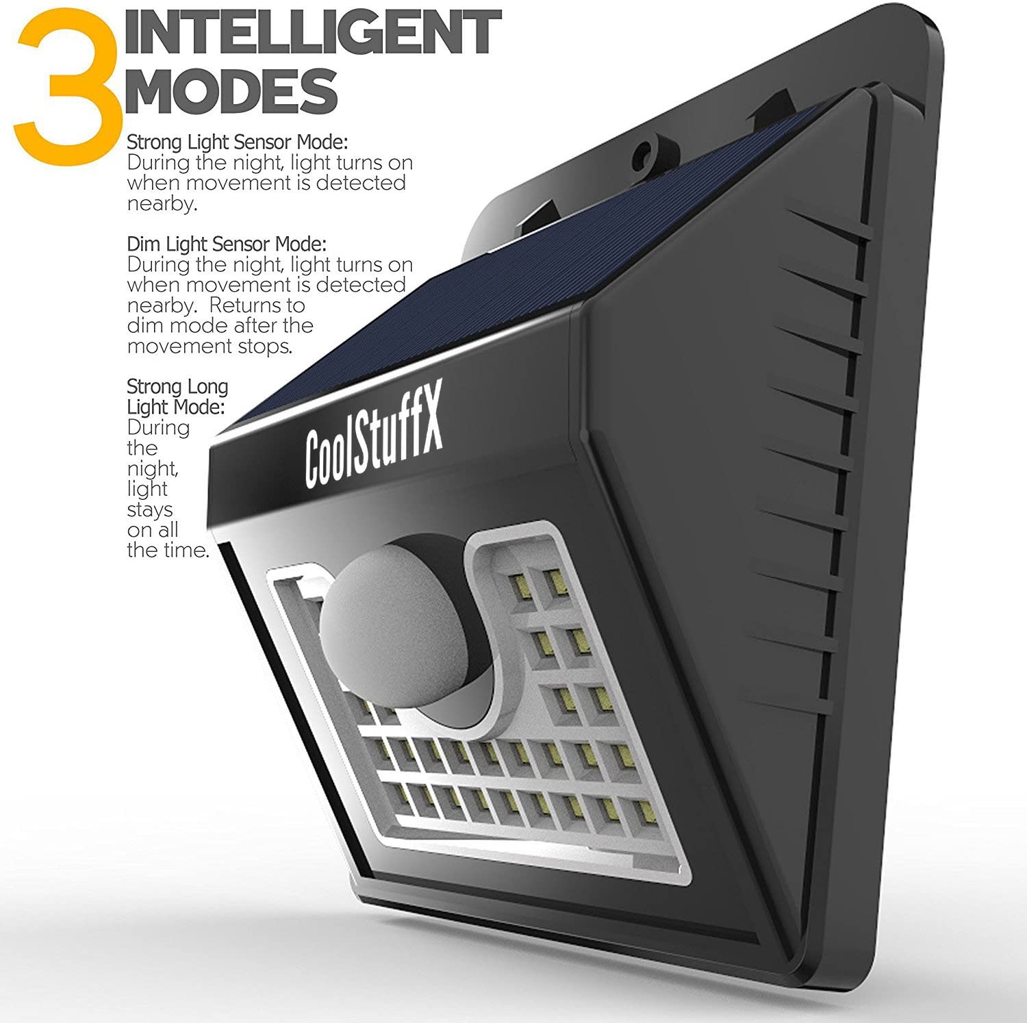 Coolstuffx 30 LED Motion Sensor Solar Security Lights. Waterproof, Sensitive Wide Angle Sensor, Ultra Bright LED - Image 3