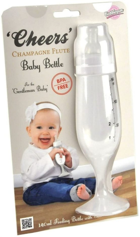 Bubblegum Stuff - Cheers Baby Bottle | BPA-Free Champagne Flute-Style Baby Feeding Bottle | Newborn Essentials - Newborn Baby Gifts