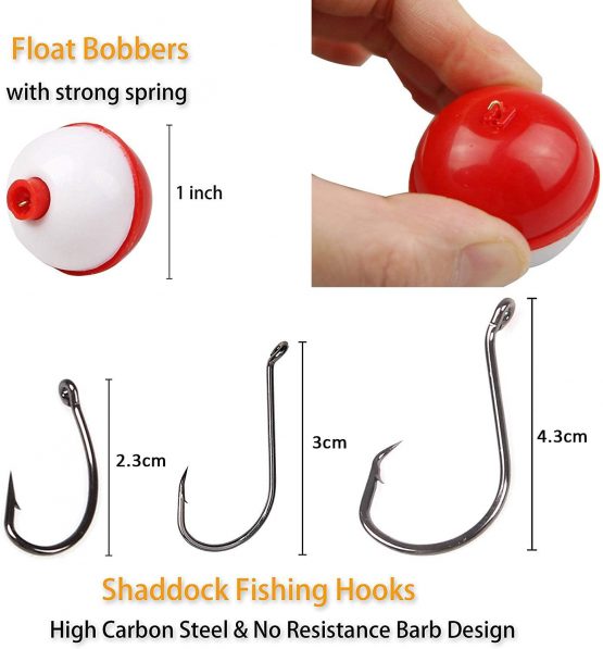 SHADDOCK 110pcs Fishing Bait Rigs Kit Fishing Accessories Kit Includes Steel Wire Leaders,Fishing Line,Float Bobbers,Hard Lures,Hooks,Swivels,Treble Hooks,Jig Heads,Corns for Fishing - Image 2