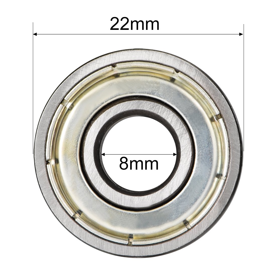 sourcing map 608ZZ Deep Groove Ball Bearing Double Shield 8mm x 22mm x 7mm High Carbon Steel Z1 Bearings 2pcs - Image 4