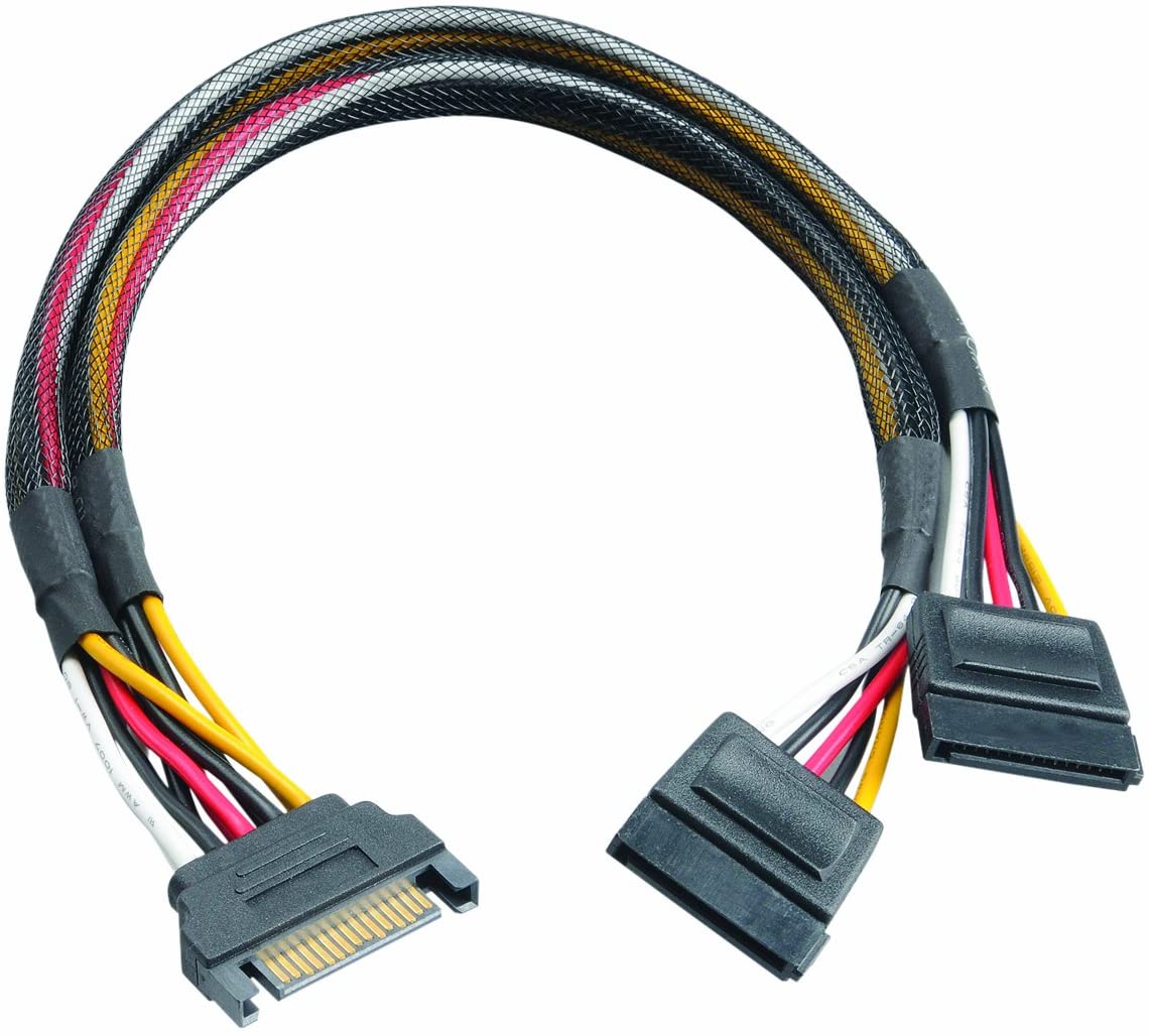 Akasa SATA Power Splitter, Black, 30cm