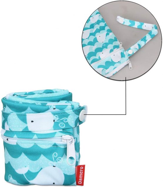 Damero Baby Wet Dry Cloth Diaper Bag, Reusable Wet Dry Nappy Bag, Travel Diaper Organiser Bag for Baby's Nappies, Dirty Clothes and More (Small, Cat) - Image 3