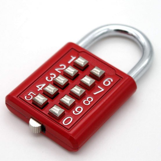 Button Combination Security Padlock Digital Lock Suitcase Luggage Cabinet Drawer Door DIY Toolbox 10-Digit Padlock, 5-Position Locking Mechanism red 5 mechanisms Key 10 Blind Old Man Fixed Gym - Image 2