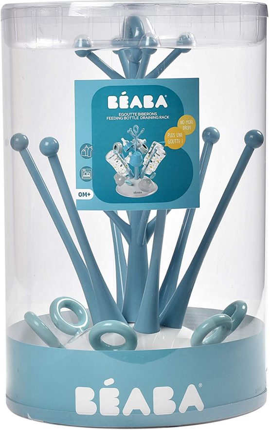 BÉABA - Baby Bottle rack - For drying 6 bottles and accessories - Removable water collection tray - Practical and clever - Blue - Image 3