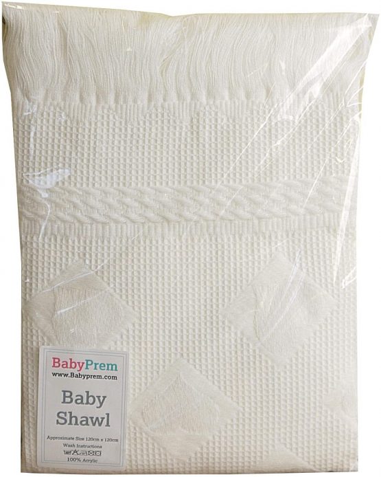 BabyPrem Baby Large Soft Acrylic Hearts Shawl Blanket 122 x 122cm White - Image 2