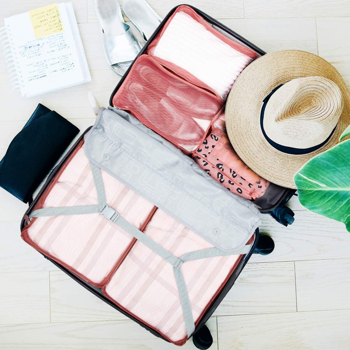 Packing Cubes for Suitcase 10 Sizes Suitcase Organizer Bags 10 Pcs Travel Bags Organiser (10, Leopard Print) - Image 2