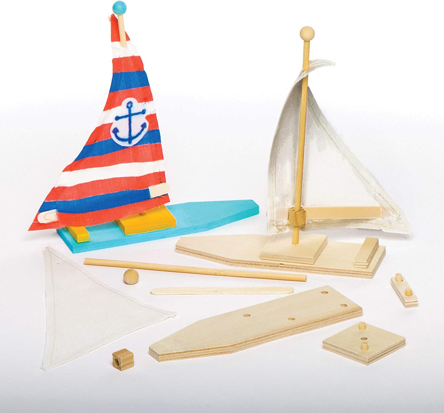 Baker Ross EF666 Wooden Sailboat Kits (Pack of 2) for Kids To Decorate Arts and Crafts, 19cm - Image 2