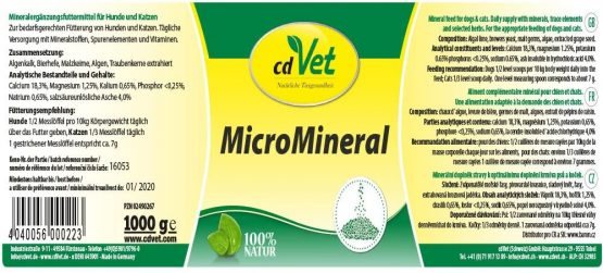 cdVet Naturprodukte MicroMineral Hund & Katze 1 kg - natural micronutrient supply - relief detoxification organs - mineral balance - metabolism - coat - vitamin protection - - Image 2