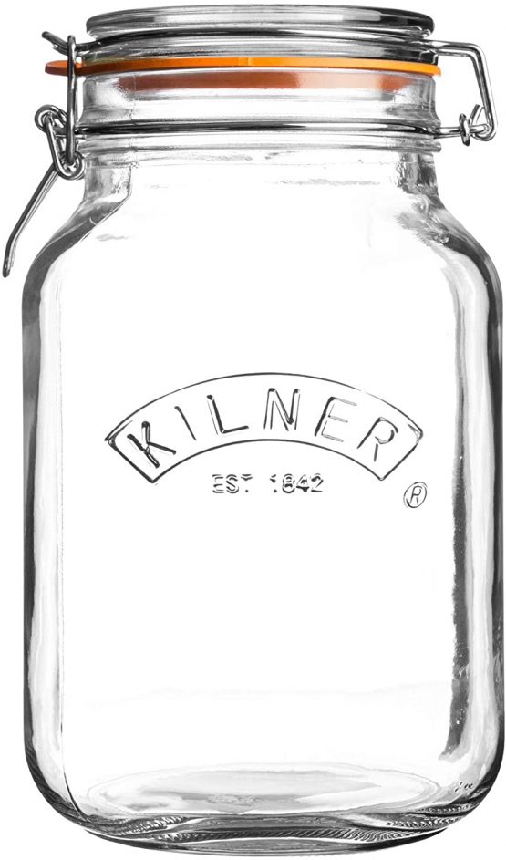 Kilner 25.513 Square Clip Top Jar 2ltr | Preservation Jar, Storage Jar, Jam Jar with Cliptop Lid