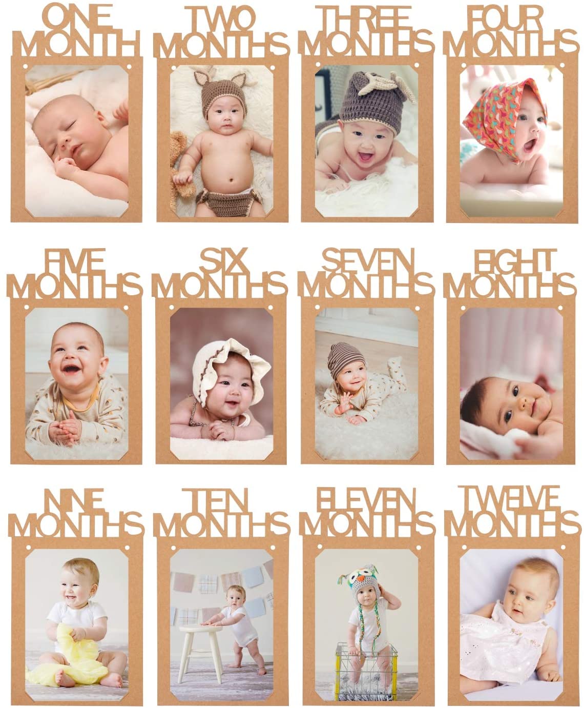 1st Birthday Photo Banner Baby First Birthday Party Decoration 12 Months Baby Photo Bunting Garland Newborn Boys Girls Monthly Milestone Growth DIY Wall Hanging Picture Album for Baby Shower - Image 2