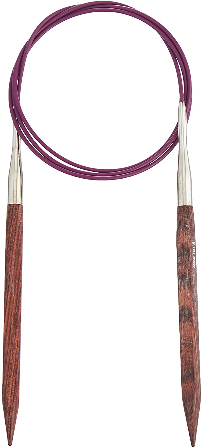 KnitPro 100 cm x 8 mm Cubics Fixed Circular Needles, Rosewood, 8.00mm