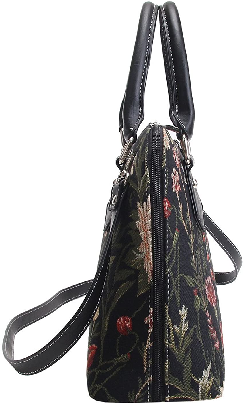 Signare Tapestry Handbags Shoulder bag and Crossbody Bags for Women with Garden Design (Morning Garden Black, CONV-MGDBK) - Image 4