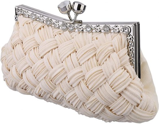 Tskybag Ladies Girls Womens Evening Clutch Bags Wedding Bridal Braided Rhinestone Purse Handbag - Image 2