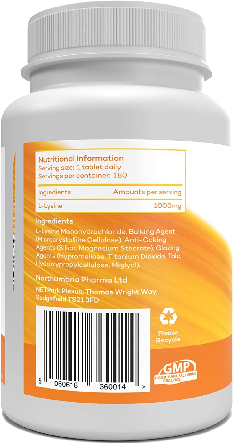 L-Lysine 1000mg High Strength Tablets - 180 Vegan Tablets (6 Month Supply), 180 count (Pack of 1) - Image 3