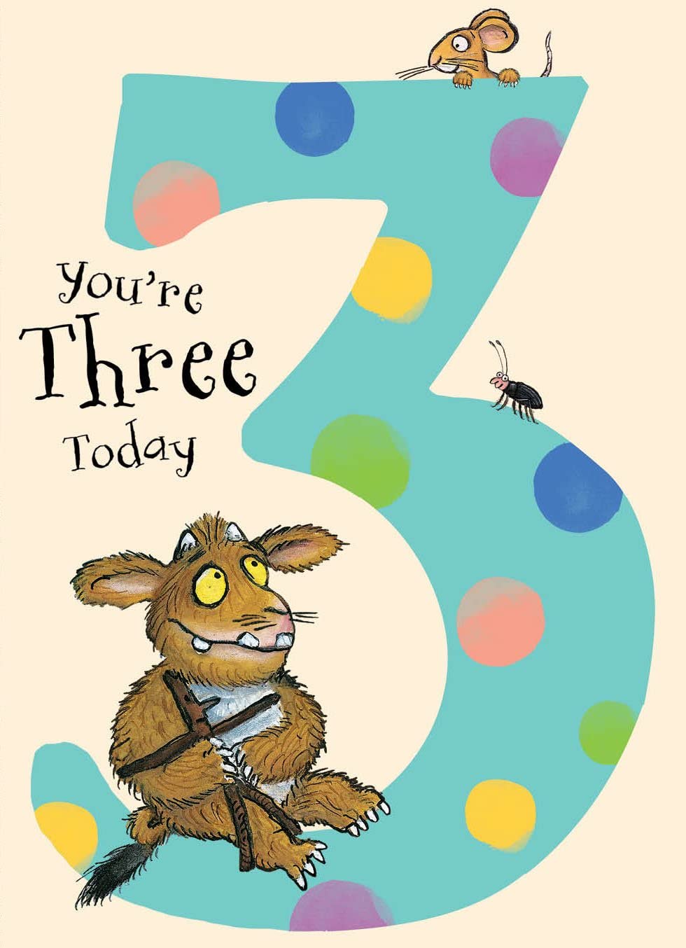 GRUFFALO Official The Age 3 Birthday Card, 3rd Birthday, Birthday Card for Third Birthday, Multi, 7 x 5 inch