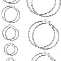 Earrings Clip On Earrings Non Piercing Earrings Set for Women and Girls, Different Sizes (Silver)