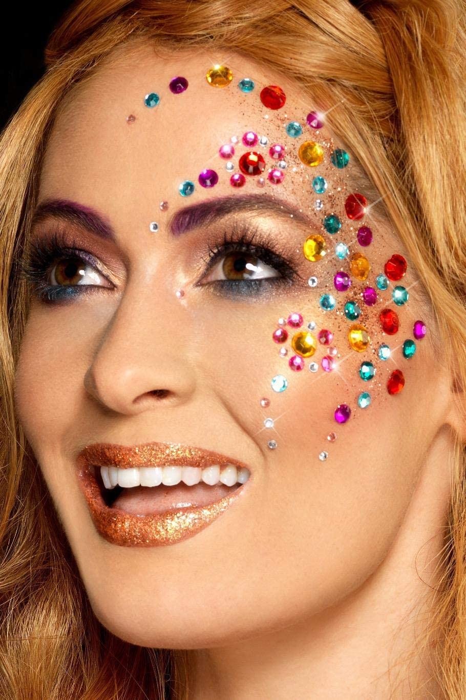 Smiffys Make-Up FX, Rainbow Jewel Face Gems, Multi Sheet of 100 Assorted, Self Adhesive, Cosmetics and Disguises Fancy Dress - Image 3