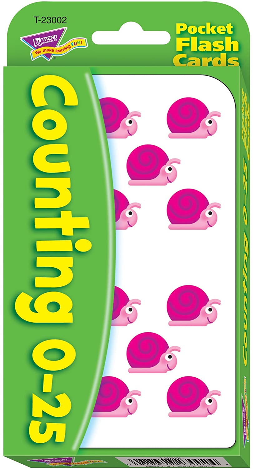 Trend 56-Piece 8 x 13 cm Counting 0 to 25 Pocket Flash Cards, White