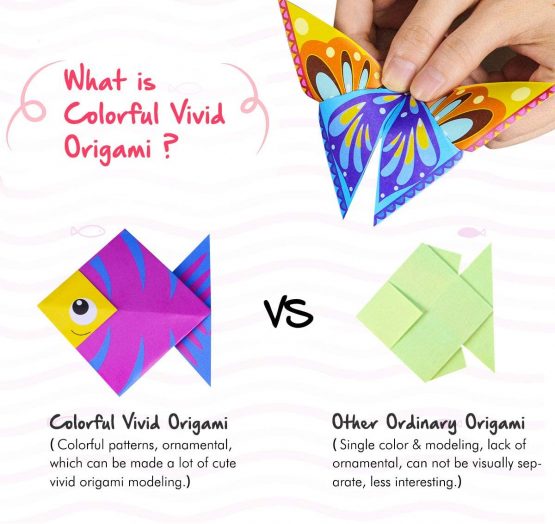 Gamenote Colourful Origami Paper,118 Sheets Double-Sided Origami Kit with 55-Page Instructional Book,54 Projects Origami for Kids, Beginners, Craft Projects, Christmas Gifts - Image 3