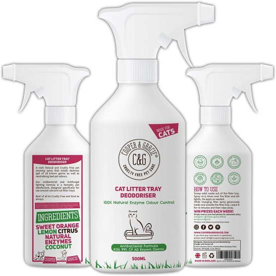 C&G Pets | CAT LITTER TRAY DEODORISER 500ML | 100% CRUELTY FREE FAST ACTING FORMULA | NEUTRALIZES BAD ODOUR | ANTIBACTERIAL AND ANTIFUNGAL | NATURAL ENZYMES | BONDS WITH CAT URINE