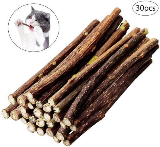 nuoshen 30 Pcs Chew Sticks for Cats, Catnip Sticks Cat Sticks Cat Chew Toy Cat Teething Toys Natural Wood Sticks for Cats Play and Relax