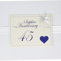White Cotton Cards 45th Anniversary Sparkling Love Heart Design, Guest Book (LLA45G)