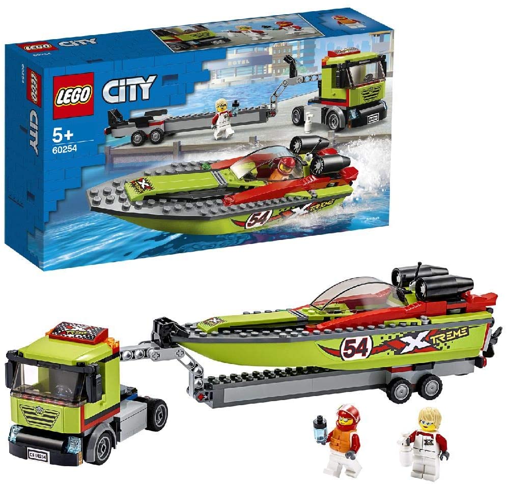 LEGO 60254 City Great Vehicles Racing Boat Transporter, Multi-color