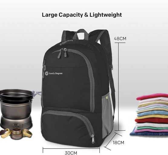 ComfyDegree - Packable Ultralight Hiking Backpack, Foldable Lightweight Multi-functional Casual Camping Trekking Rucksack Cycling Travel Climbing Mountaineer Outdoor Sport Daypack Bag - Image 3