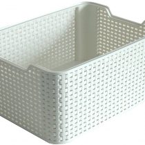 Curver Style Small Rectangular Storage Basket, Vintage White, 6 Litre