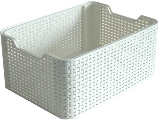Curver Style Small Rectangular Storage Basket, Vintage White, 6 Litre