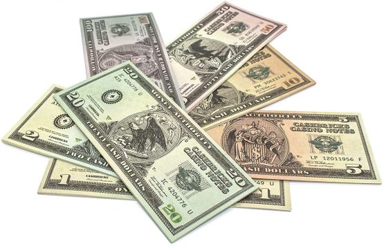 Cashbricks® Play money Dollar set - values: $1-$100 (7 x 10 notes)