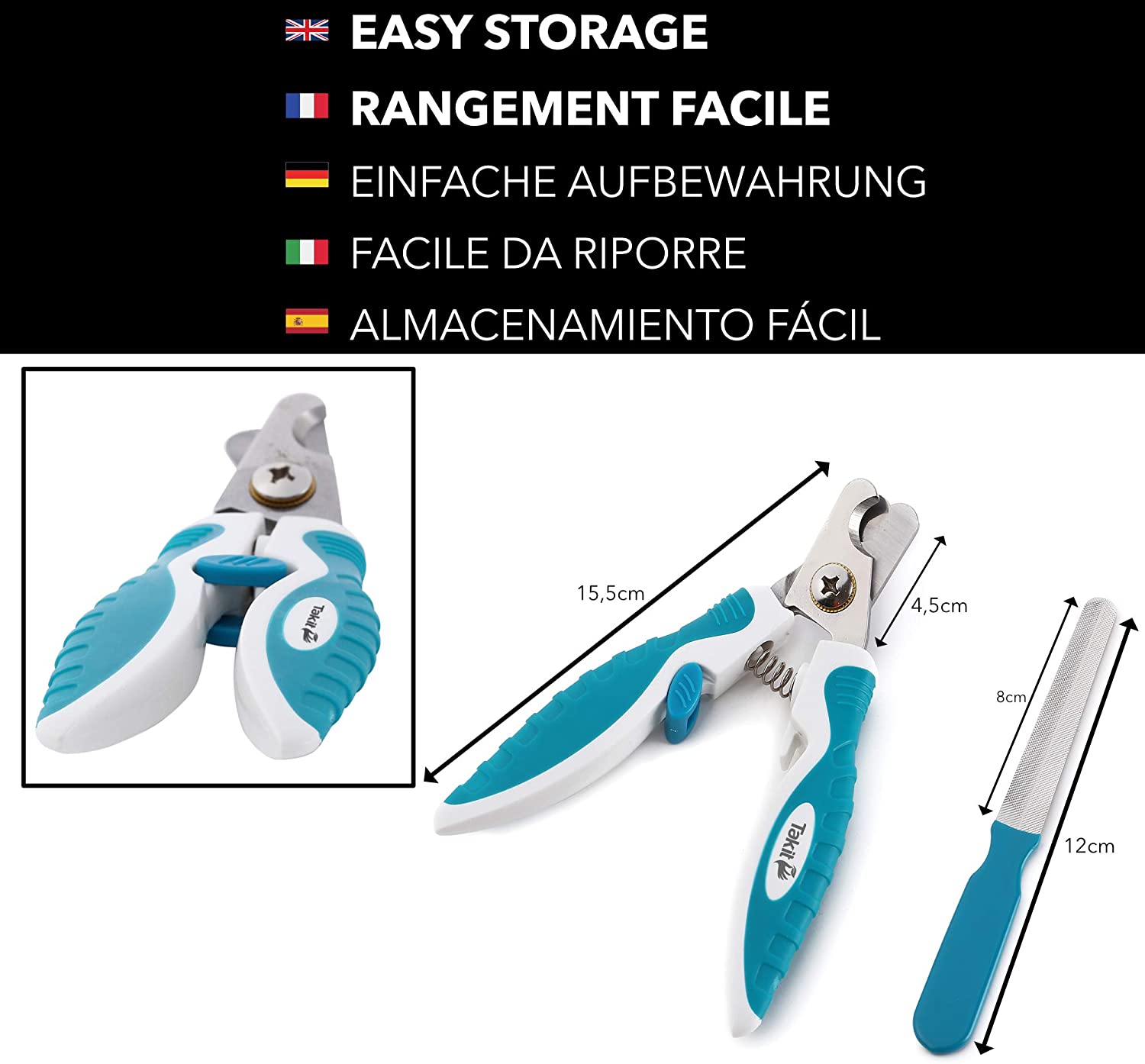 Takit Dog Nail Clippers Safety Limit Nail Clippers - Nail File Included, 1 Unidad (Paquete de 1) - Image 4