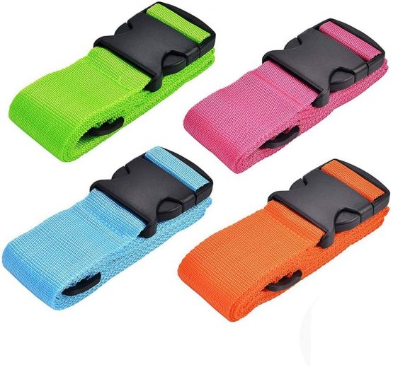 Luggage Straps 4Pack Adjustable Suitcase Belts Travel Packing Belt with Buckle Closure Baggage Security Straps 4 Colors
