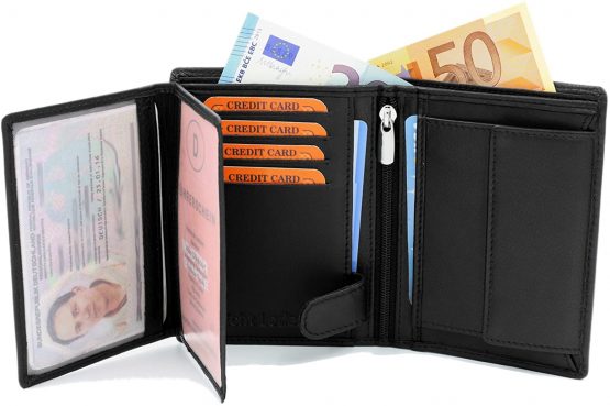 Black Leather Wallet Made from Real Leather RFID Blocking - Image 3