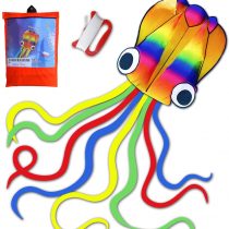 HONBO Huge Rainbow Soft Octopus Kite for Kids and Audlts- Large Kite with Long Tail and 200ft line---Easy to Fly kites for chlidren under 10
