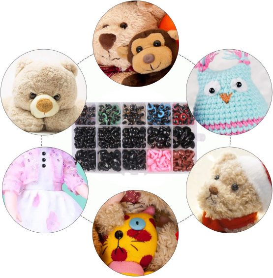 Plastic Safety Eyes and Noses,Hoiny 580 pcs Doll's Eyes Teddy Eyes Plastic Eyes Including 180 pcs Safety Eyes, 110 pcs Safety Noses with 290 pcs washers for Doll, Plush Toy and Teddy Bear Crafts - Image 3