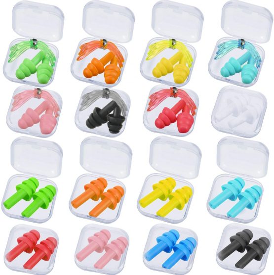 16 Pairs Reusable Silicone Ear Plugs Soft Waterproof Noise Reduction