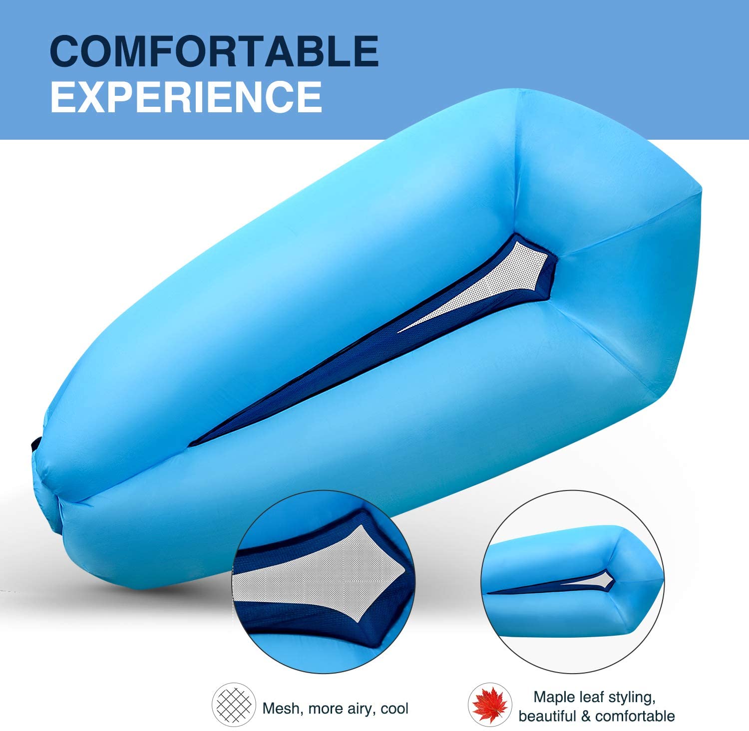 SHENKEY Inflatable Lounger, 2020 Upgrade Waterproof Anti-Air Leaking Air Sofa with Portable Package - Image 2