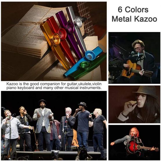 Kazoos Metal Musical Instrument Colorful Aluminum Alloy Kazoo Multipack Good Companion for Ukulele Violin Piano Keyboard 6 Pack - Image 2